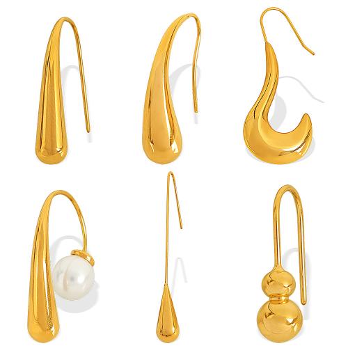 Boucle d'oreille goutte inox, Acier inoxydable 304, Plaqué or 18K, bijoux de mode & styles différents pour le choix & pour femme, Vendu par paire