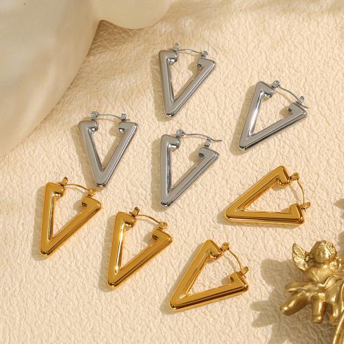 Stainless Steel Lever Back Earring, 304 Stainless Steel, Triangle, plated, fashion jewelry & for woman, more colors for choice, Sold By Pair