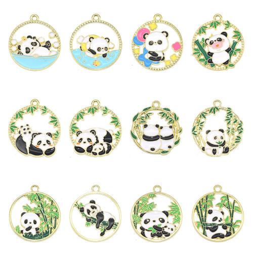 Tibetan Style Enamel Pendants, Panda, plated, DIY, more colors for choice, 28x25mm, 100PCs/Bag, Sold By Bag