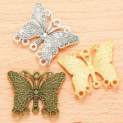 Animal Tibetan Style Connector, Butterfly, plated, DIY & 3/5 loop, more colors for choice, 35x29mm, 100PCs/Bag, Sold By Bag