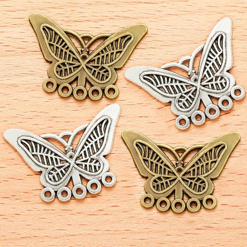 Animal Tibetan Style Connector, Butterfly, plated, DIY & 1/5 loop, more colors for choice, 31x22mm, 100PCs/Bag, Sold By Bag