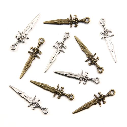 Tibetan Style Pendants, Dagger, plated, DIY, more colors for choice, 29x9mm, 100PCs/Bag, Sold By Bag