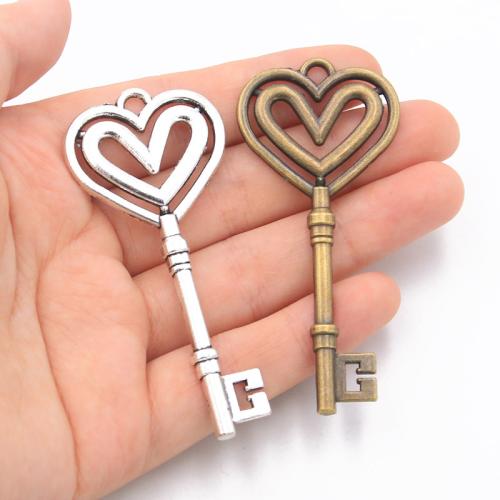 Tibetan Style Key Pendants, plated, DIY, more colors for choice, 31x69mm, 100PCs/Bag, Sold By Bag