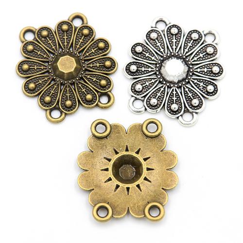 Tibetan Style Connector, Flower, plated, DIY & 2/2 loop, more colors for choice, 27x28mm, 100PCs/Bag, Sold By Bag