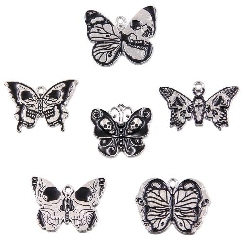 Tibetan Style Enamel Pendants, Butterfly, plated, DIY, more colors for choice, 100PCs/Bag, Sold By Bag