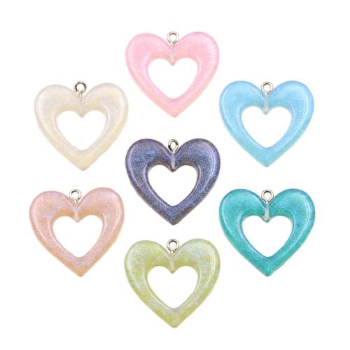 Tibetan Style Heart Pendants, with Resin, plated, DIY, 29x30mm, 100PCs/Bag, Sold By Bag