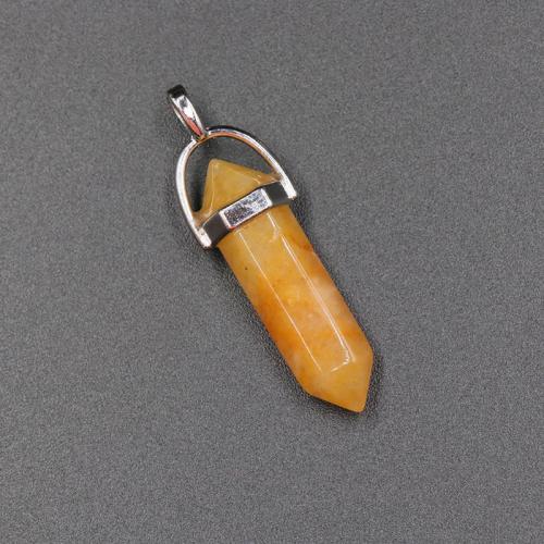 Gemstone Pendants Jewelry, with Brass & Tibetan Style, Conical, silver color plated, DIY & different materials for choice, more colors for choice, 8x32mm, Sold By PC