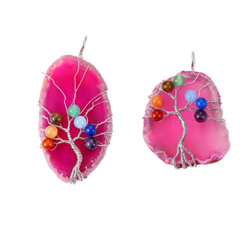 Agate Jewelry Pendants, with Gemstone & Brass, silver color plated, DIY, more colors for choice, Sold By PC