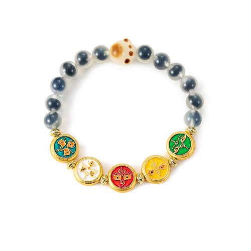 Agate Jewelry Bracelet, with Tibetan Style, gold color plated, fashion jewelry & for woman & enamel, more colors for choice, Length:Approx 19 cm, Sold By PC