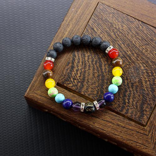 Gemstone Bracelets, fashion jewelry & for woman, multi-colored, 8mm, Length:Approx 19 cm, Sold By PC