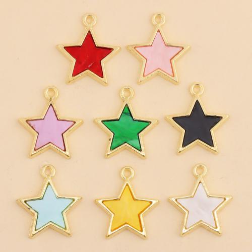 Tibetan Style Enamel Pendants, Star, gold color plated, random style & DIY, 100PCs/Bag, Sold By Bag