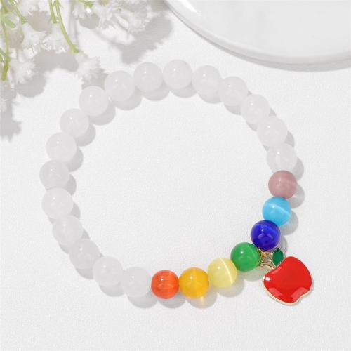 Cats Eye Bracelets, with Agate, Apple, for woman & enamel, multi-colored, Sold By PC