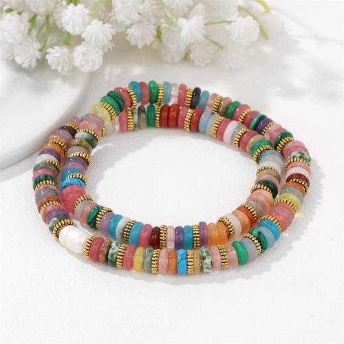 Gemstone Bracelets, Natural Stone, with Plastic Pearl, different materials for choice & for woman, more colors for choice, Sold By PC