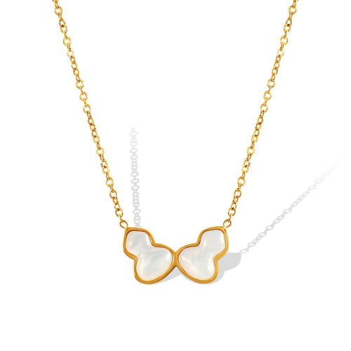 Collier de bijoux en acier inoxydable, Acier inoxydable 304, avec coquille d'eau douce, avec 5cm chaînes de rallonge, Plaqué or 18K, bijoux de mode & pour femme, Longueur:47 cm, Vendu par PC