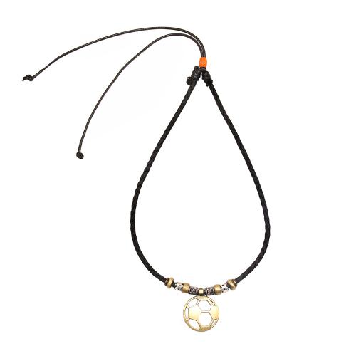 Collier de bijoux en alliage de zinc, avec corde de cire & bois, avec 17cm chaînes de rallonge, Placage, bijoux de mode & unisexe & creux, plus de couleurs à choisir, Longueur:22 cm, Vendu par PC