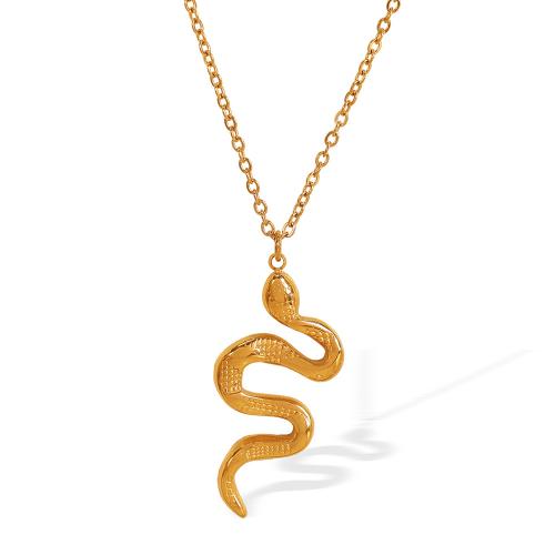 Stainless Steel Jewelry Necklace, 304 Stainless Steel, with 5cm extender chain, Snake, 18K gold plated, fashion jewelry & for woman, Length:40 cm, Sold By PC