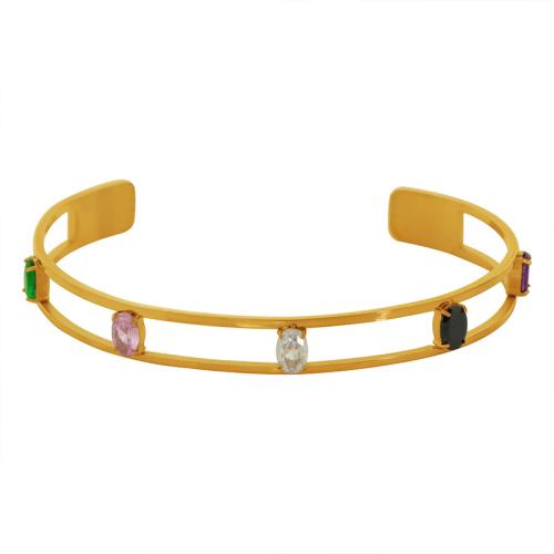 Brazalete del acero inoxidable, acero inoxidable 304, con cúbica circonia, chapado, Joyería & para mujer & hueco, más colores para la opción, Vendido por UD