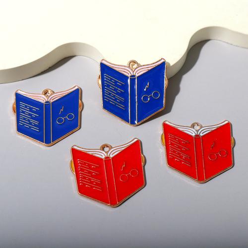 Tibetan Style Enamel Pendants, Book, plated, DIY, more colors for choice, 100PCs/Bag, Sold By Bag