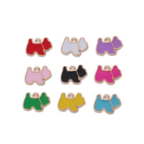 Tibetan Style Enamel Pendants, Dog, plated, DIY, more colors for choice, 14x11x1mm, 100PCs/Bag, Sold By Bag