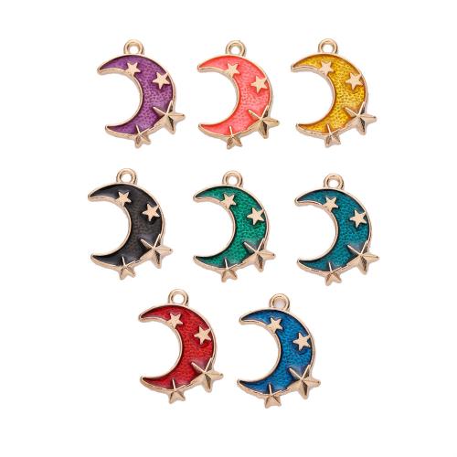 Tibetan Style Enamel Pendants, Moon, plated, DIY, more colors for choice, 22x16x2mm, 100PCs/Bag, Sold By Bag