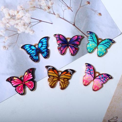 Tibetan Style Enamel Pendants, Butterfly, plated, DIY, more colors for choice, 22x16mm, 100PCs/Bag, Sold By Bag