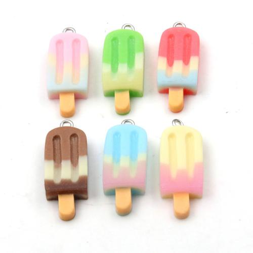 Plastic Pendants, with Resin, Ice Cream, plated, DIY, more colors for choice, 12x32mm, 100PCs/Bag, Sold By Bag