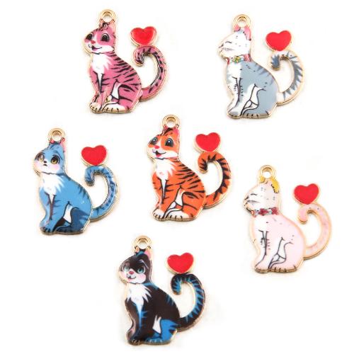 Tibetan Style Animal Pendants, Cat, plated, DIY & enamel, more colors for choice, 18x24mm, 100PCs/Bag, Sold By Bag