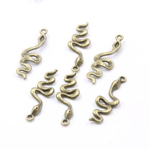 Tibetan Style Animal Pendants, Snake, plated, DIY, more colors for choice, 10x28mm, 100PCs/Bag, Sold By Bag