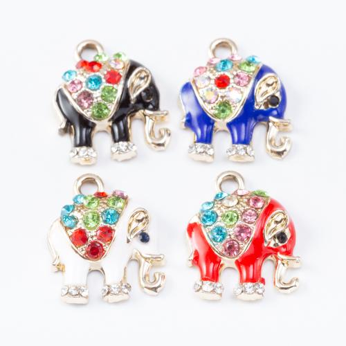 Tibetan Style Enamel Pendants, Elephant, plated, DIY & with rhinestone, more colors for choice, Sold By PC