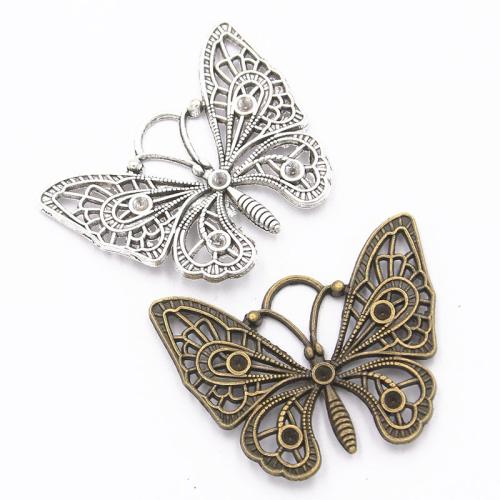 Tibetan Style Animal Pendants, Butterfly, plated, DIY, more colors for choice, 37x48mm, 100PCs/Bag, Sold By Bag