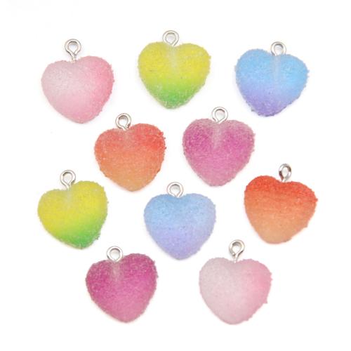 Plastic Pendants, with Resin, Heart, plated, DIY, more colors for choice, 17x18mm, 100PCs/Bag, Sold By Bag