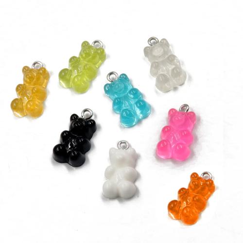 Plastic Pendants, with Resin, Bear, plated, DIY, more colors for choice, 11x22mm, 100PCs/Bag, Sold By Bag