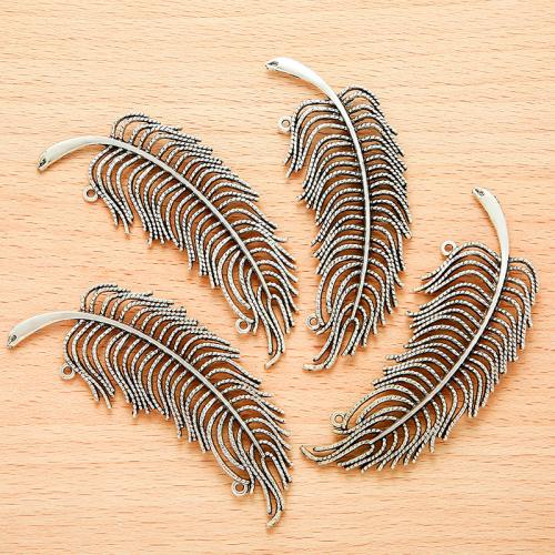 Tibetan Style Connector, Feather, plated, DIY & 1/1 loop, 82x30mm, 100PCs/Bag, Sold By Bag