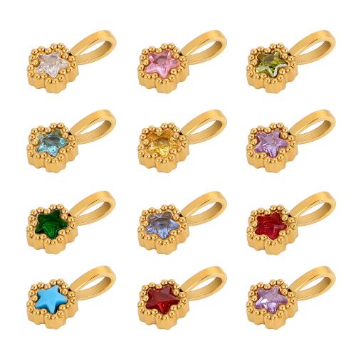 Stainless Steel Pendants, 304 Stainless Steel, Star, gold color plated, DIY & different styles for choice & micro pave cubic zirconia, Sold By PC