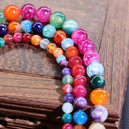 Natural Dragon Veins Agate Beads, Round, DIY, multi-colored, 8mm, Approx 46PCs/Strand, Sold By Strand