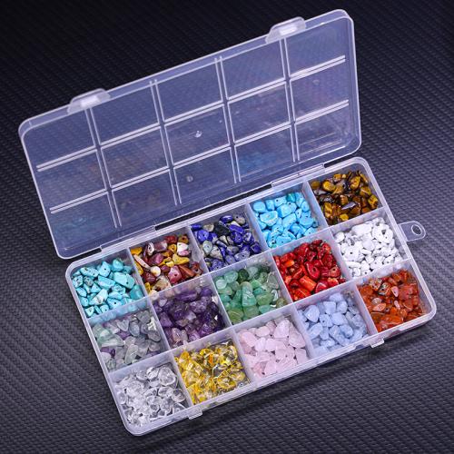 Gemstone Jewelry Beads, with Plastic Box, DIY & 15 cells, mixed colors, about:5x8mm, Sold By Box