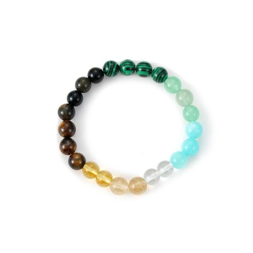 Pulseras de piedras preciosas, con Vidrio, Esférico, Joyería & unisexo, color mixto, 8mm, longitud:aproximado 19 cm, Vendido por UD