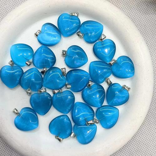 Cats Eye Pendants, with Iron & 304 Stainless Steel, Heart, DIY, more colors for choice, 20x20mm, 10PCs/Bag, Sold By Bag