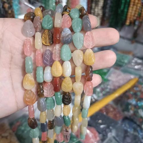 Gemstone Jewelry Beads, Natural Stone, Leaf, Carved, DIY & different materials for choice, more colors for choice, 10x14x6mm, Approx 15PCs/Strand, Sold By Strand