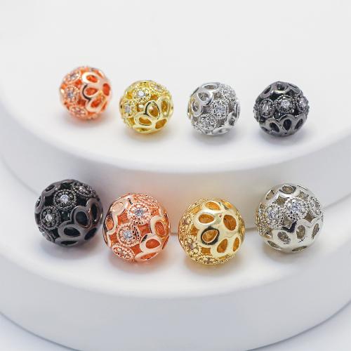 Cubic Zirconia Micro Pave Brass Beads, Round, plated, DIY & different styles for choice & micro pave cubic zirconia, more colors for choice, nickel, lead & cadmium free, Sold By PC