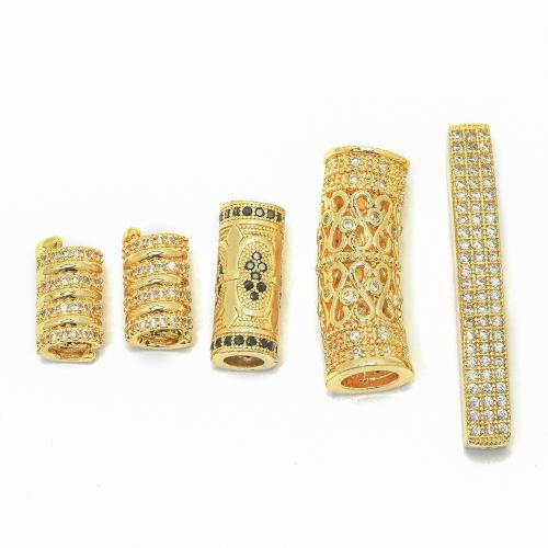 Cubic Zirconia Micro Pave Brass Beads, gold color plated, DIY & different styles for choice & micro pave cubic zirconia, more colors for choice, nickel, lead & cadmium free, Sold By PC