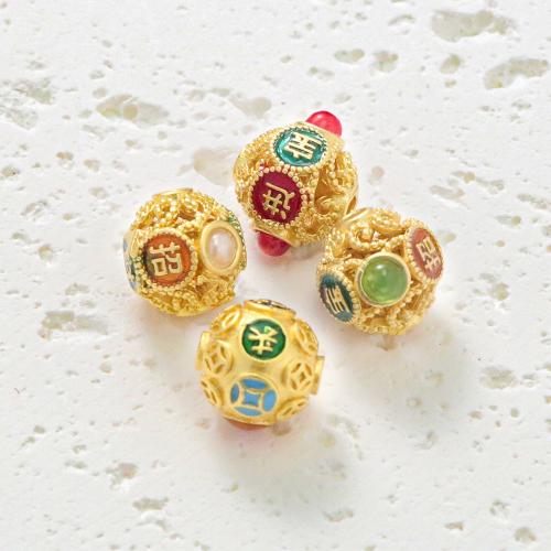 Brass Jewelry Beads, with Plastic Pearl, gold color plated, DIY & different styles for choice & enamel, more colors for choice, nickel, lead & cadmium free, Sold By PC