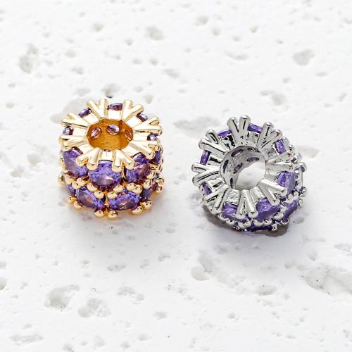 Cubic Zirconia Micro Pave Brass Beads, plated, DIY & micro pave cubic zirconia, more colors for choice, nickel, lead & cadmium free, Sold By PC