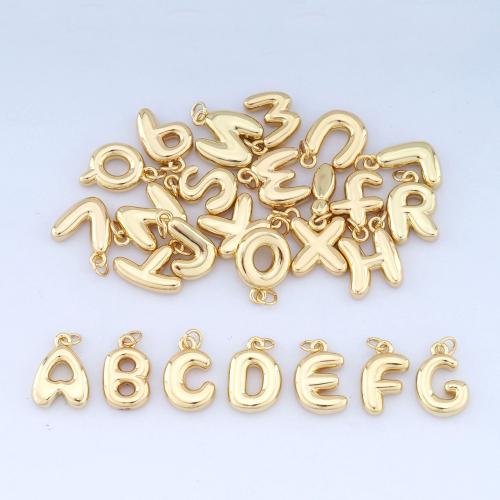 Messing Schmuck Anhänger, Alphabet-Buchstabe, goldfarben plattiert, DIY & verschiedene Stile für Wahl, keine, frei von Nickel, Blei & Kadmium, verkauft von PC