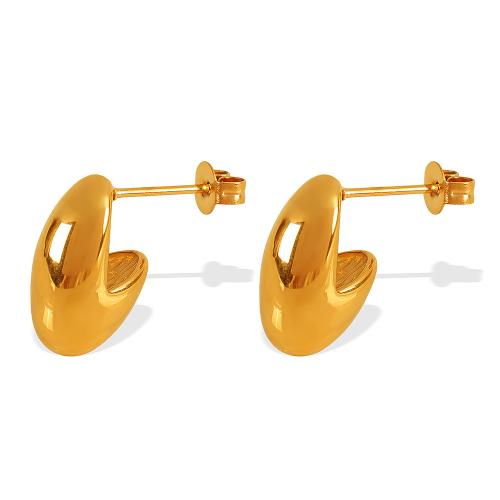 Stainless Steel Stud Earrings, 304 Stainless Steel, 18K gold plated, fashion jewelry & for woman, Sold By Pair