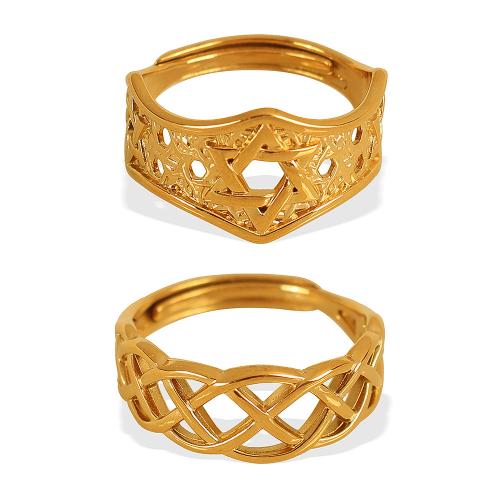 Anillo de dedo de acero inoxidable, acero inoxidable 304, 18K chapado en oro, diferentes estilos para la opción & para mujer & hueco, Vendido por UD