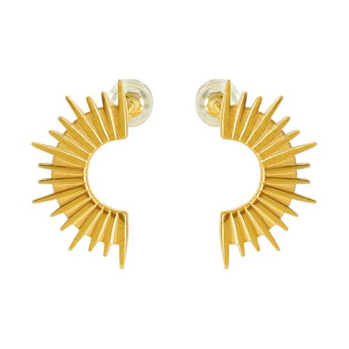 Boucle d'oreille de gaujon en acier inoxydable, Acier inoxydable 304, Plaqué or 18K, bijoux de mode & pour femme, 11x21mm, Vendu par paire