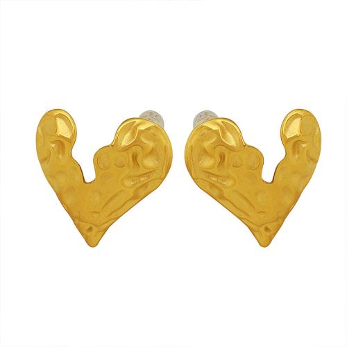 Pendientes de Acero Inoxidable, acero inoxidable 304, Corazón, chapado, Joyería & para mujer, dorado, Vendido por Par