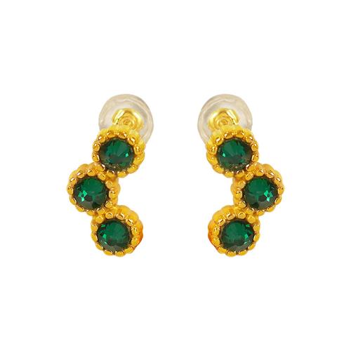 Boucle d'oreille de gaujon en acier inoxydable, Acier inoxydable 304, Placage de couleur d'or, bijoux de mode & pour femme & avec strass, plus de couleurs à choisir, Vendu par paire