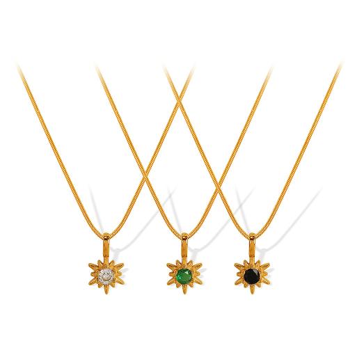 Collier de bijoux en acier inoxydable, Acier inoxydable 304, avec zircon cubique, Plaqué or 18K, bijoux de mode & pour femme, plus de couleurs à choisir, Vendu par PC